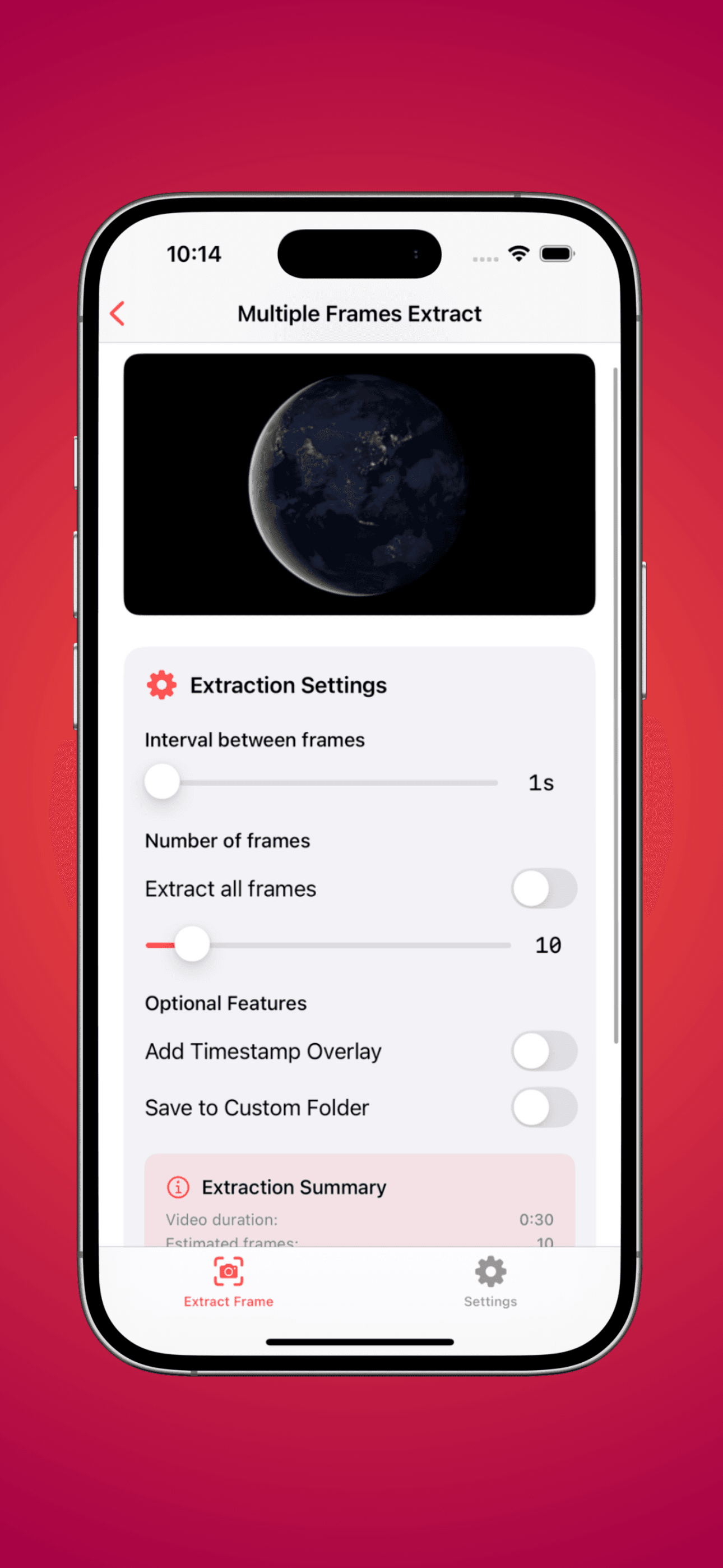 Processing video and extracting frames